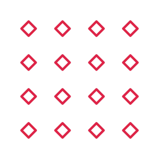 A 4 by 4 arrangement of diamond grid marks leaves transparent space between the motifs.