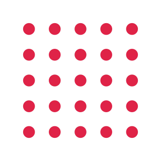 A 5 by 5 arrangement of dot grid marks leaves transparent space between the motifs.