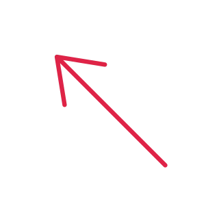 A slender arrow points up left with open space around its edges.