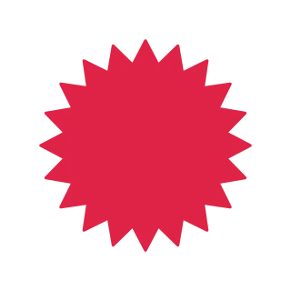 A soft radial badge has 20 evenly spaced outward points.