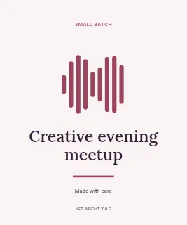 Creative evening meetup label template · Artisan label