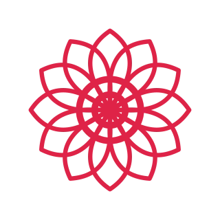 A radial flower has 12 layered petals arranged around a circular centre.