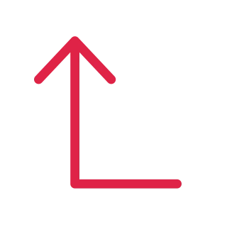 A elbow arrow points up with open space around its edges.