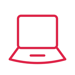 An open laptop pairs a rectangular display with a broad sloping keyboard base.
