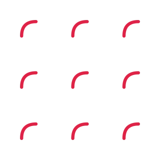 A 3 by 3 arrangement of tile arcs marks leaves transparent space between the motifs.