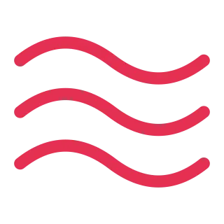 Three red parallel wave strokes cross the canvas horizontally.