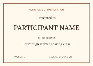 Sourdough starter sharing class certificate template · Structured certificates
