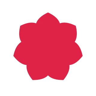 A radial flower has 7 pointed petals arranged around a circular centre.