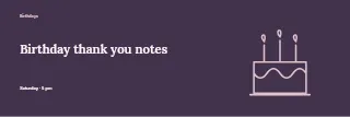 Birthday thank you notes banner template · Horizontal photo dialogue