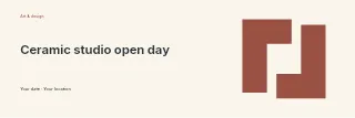 Ceramic studio open day banner template · Horizontal photo dialogue