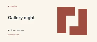 Autumn Gallery Night event ticket template · Horizontal photo dialogue