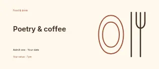 Autumn Poetry & Coffee event ticket template · Horizontal photo dialogue