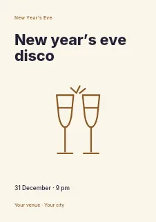 New Year’s Eve disco flyer template · Fine-line cover