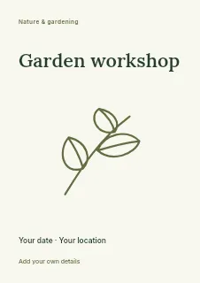 Weekend Garden Workshop flyer template · Fine-line cover