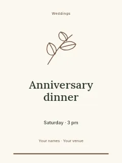 Weekend Anniversary Dinner invitation template · Botanical invitation