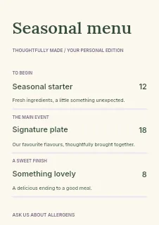 Easter craft workshop menu template · Structured menus