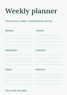 A slower rhythm planner template · Structured planners