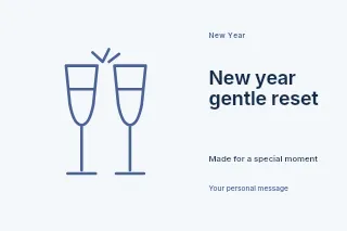 New Year gentle reset postcard template · Horizontal photo dialogue