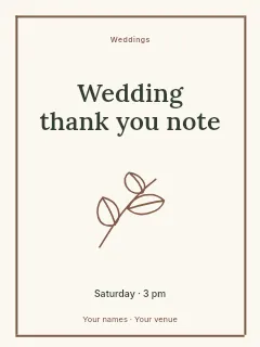 Wedding thank you note poster template · Framed editorial