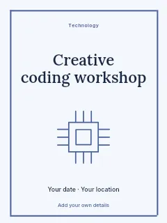 Creative coding workshop poster template · Framed editorial