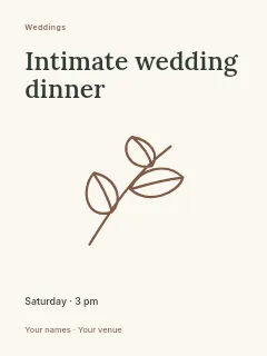 Intimate wedding dinner poster template · Fine-line cover