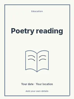 Summer Poetry Reading poster template · Framed editorial