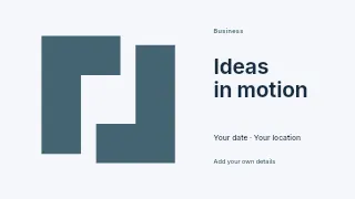 Ideas in Motion presentation cover template · Horizontal photo dialogue