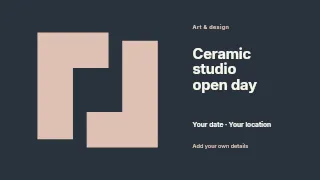 Ceramic studio open day presentation cover template · Horizontal photo dialogue