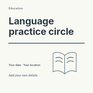 Language practice circle social media post template · Typography & ornament