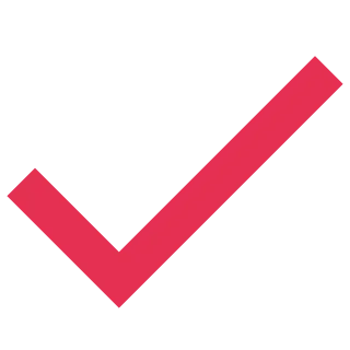 A bold red tick symbol on a transparent background.