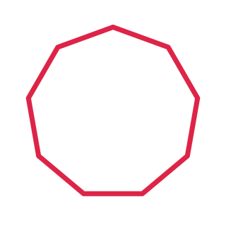 A mathematically regular 9-sided polygon with equally spaced vertices.