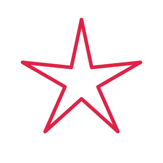 5 point slender star outline.