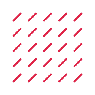 A 5 by 5 arrangement of diagonal lines marks leaves transparent space between the motifs.