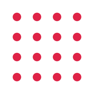 A 4 by 4 arrangement of dot grid marks leaves transparent space between the motifs.