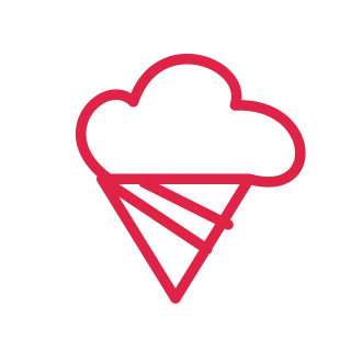 A waffle cone supports three rounded scoops of ice cream.