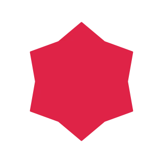 A soft radial badge has 6 evenly spaced outward points.