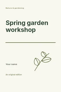 Spring garden workshop book cover template · Typography & ornament