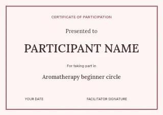 Aromatherapy beginner circle certificate template · Structured certificates