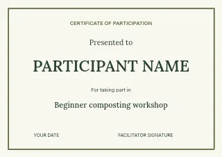 Beginner composting workshop certificate template · Structured certificates