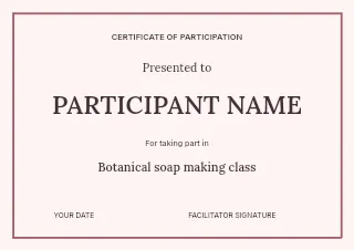 Botanical soap making class certificate template · Structured certificates