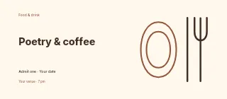 Spring Poetry & Coffee event ticket template · Horizontal photo dialogue