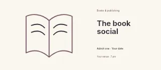 Spring The Book Social event ticket template · Horizontal photo dialogue