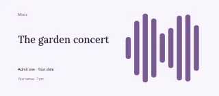 Spring The Garden Concert event ticket template · Horizontal photo dialogue