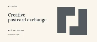 Creative postcard exchange event ticket template · Horizontal photo dialogue