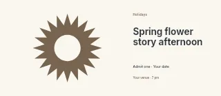Spring flower story afternoon event ticket template · Horizontal photo dialogue