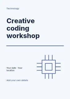 Creative coding workshop flyer template · Typography & ornament