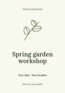 Spring garden workshop flyer template · Illustrated folio