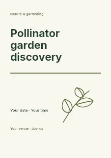 Pollinator garden discovery flyer template · Typography & ornament