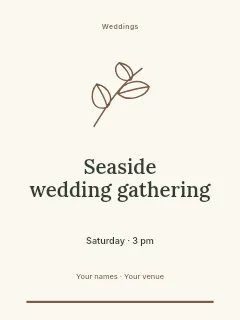 Seaside wedding gathering greeting card template · Botanical invitation