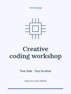 Creative coding workshop greeting card template · Botanical invitation